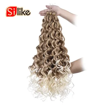 Hot Sell 24 inch Ombre Gray Blonde Pink Afro Curl Water Wave Braids Ocean Wave Curly Synthetic Crochet Braiding Hair Extension