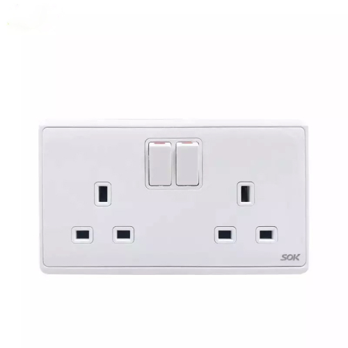 2 Gang Switch 13A BS Power Outlet safety