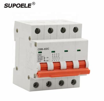 CE Approved 4P DC 1000V PV Solar Mini Circuit Breaker (3A-63A) for Photovoltaic Systems