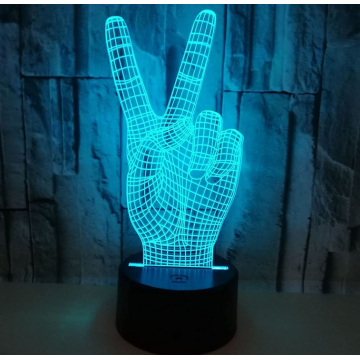 Abstract 3D Victory Sign Hand Night Light