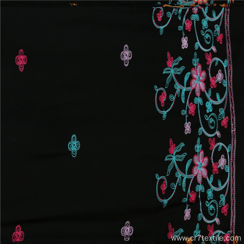 Colorful Chain PD Embroidered Knit Rayon Fabric