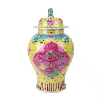 Antique Hand-Painted Phoenix and Lion Porcelain Vases for Living Room Decor