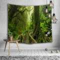 Forest Natural Wall Tapestry Groene kofferbak Houten brug Tapestry muur Opknoping voor woonkamer Slaapkamer slaapzaal Home Decor