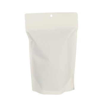 Transparent white kraft eco stand up pouch with zipper