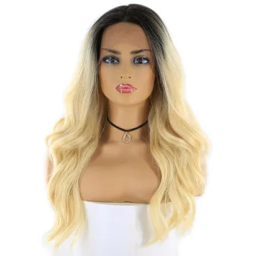 xuchang factory x-tress ombre blonde brown color synthetic wigs with lace front curly wave free part synthetic hair wigs