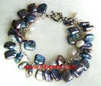 Pearl bracelet 12mm square coin pearl FPB0003