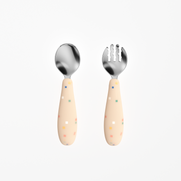 Stain-Proof Baby Weaning Spoon and Fork Set: Personalized Mealtime Solutions in Silicone and Stainless Steel