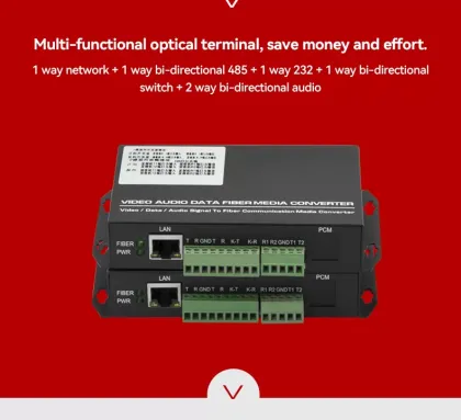 Multifunctional Singlemode Fiber Optic Transceiver with Video, Audio, RS485, and RS232 Support