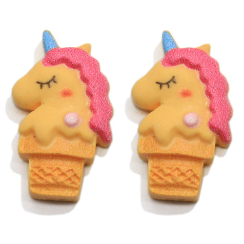 Śliczny koń lody żywiczne Cabochons Flatback Cartoon Slime Charms miniaturowe Dollhouse Cupcake ozdoby Scrapbooking DIY