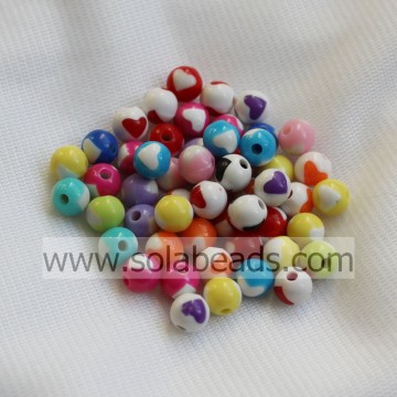 Piccole perle di pietra preziosa rotonda in plastica acrilica da 8 mm