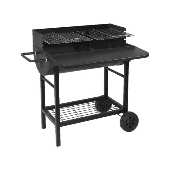 Portable Barrel Shaped Barbecue Grill Charcoal BBQ Grill for Home Party Garden With Wheels