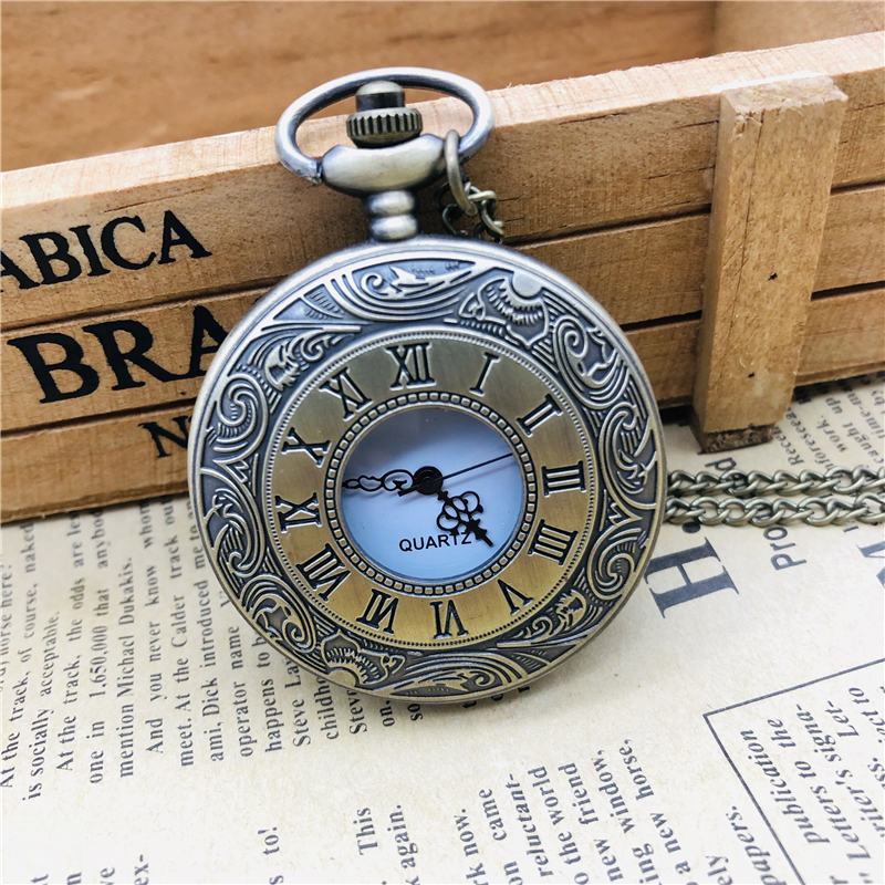 Steampunk Roman Numerals Pocket Watch Men Women Hollow Case Vintage Fob Pocket Watches with Pendant Necklace Gift cep saati