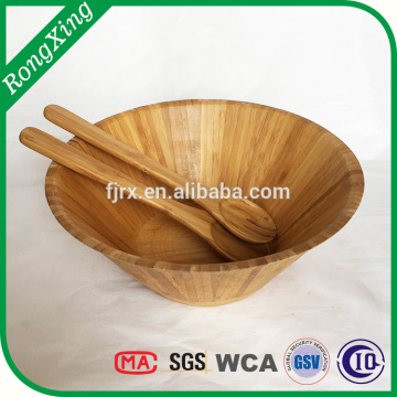 2016 new 3pc bamboo salad set include bowl spoon and fork
