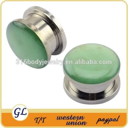 TP011123 stainless steel epoxy giant gauge ear plugs , ear plug body piercing jewellery