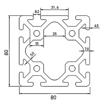 80x80 Aluminum Profiles and T-Slot Extrusion Profile Framing Systems