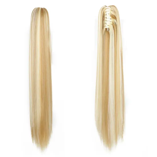 Hot Selling Cheap Price 24 Inch Silky Long Straight Ponytail Hairpiece For Women Synthetic Claw-Clip Ponytail Hair Extensions