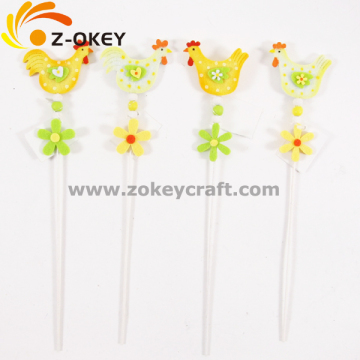 Cock felt crafts with a stick for home decoration