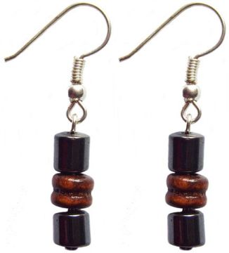 Orecchino ematite con gancio marrone marrone 925