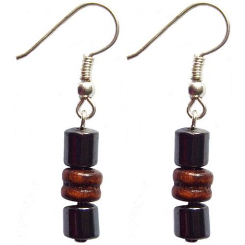 Hematite Earring With 925 Maroon Silver Hook