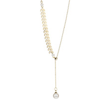 Modern Pearl Necklace Featuring Wheat and Steel Design