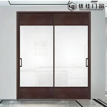 내부 이중 패널 젖빛 유리 슬라이딩 도어