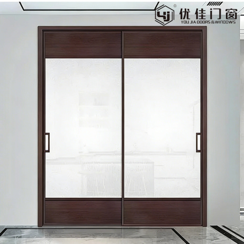 내부 이중 패널 젖빛 유리 슬라이딩 도어