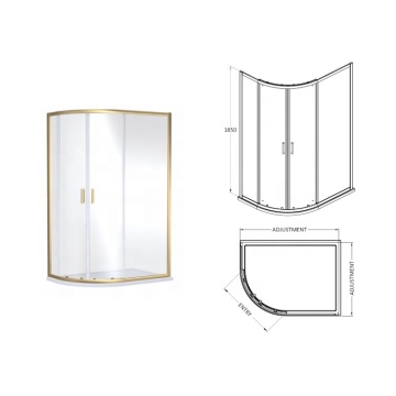 Curved Corner Bathroom Enclosure with Brushed Brass Frame - PTB Hot Seller