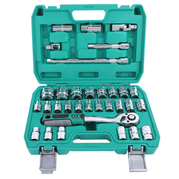 Kit Alat Penyelenggaraan Auto 32 Piece Professional: Kotak CR-V, Spanner, Socket, Wrench, dan Skru Pemutar Bit
