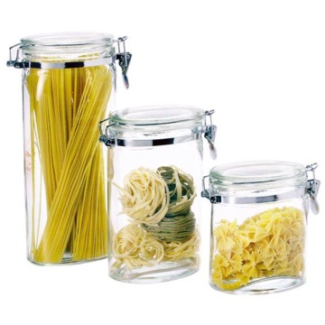 SINOGLASS 3 pcs clip lid airtight glass Storage canister jar set