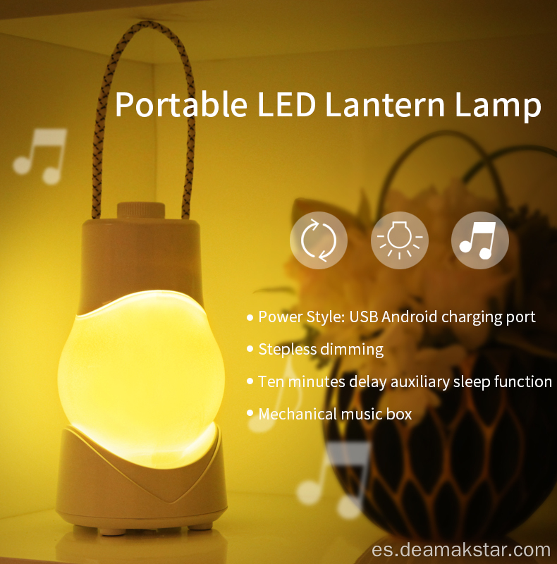 Lámpara LED LED portátil de 1200 mAh con música