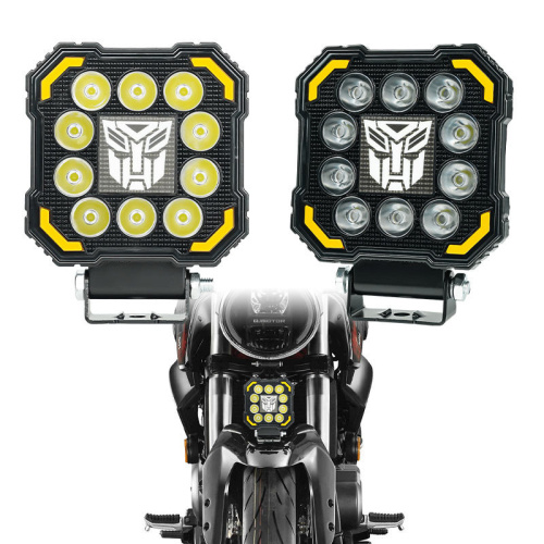LIUHJG 12-80V 10 Lens Square Motorcycle Sport Light RGB Auxiliary Motorcycle Led Work Light