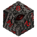 Dragon Scale Metallic 20 Sided Polyhedral Dice 33mm, Over-Sized Solid Metal Dragon Eye D20 Dice (1 Die)