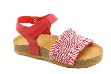 Red Striped Canvas Sandals Shoes For Girls