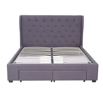Affordable Wholesale OEM Modern Style Double King Size Fabric Upholstered Platform Bed Frames - Customized Options Available