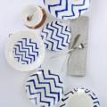 Blaue Porzellan Tafelservice Keramikplatten Geschirr Schüssel