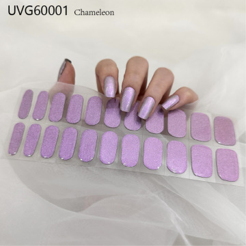 Long-Lasting DIY Semi-Cured Gel Nail Stickers - Solid Color Full Cover Nail Strips