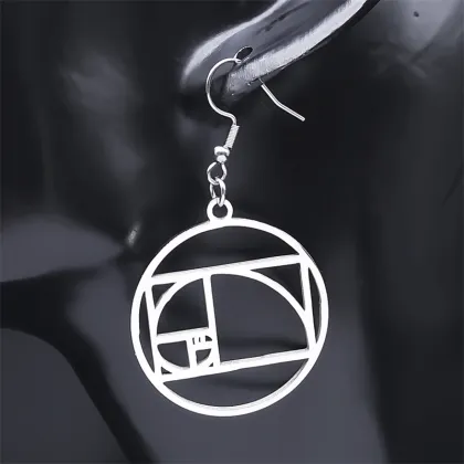 Fibonacci Sequence Golden Ratio Dangle Earrings Stainless Steel Geometric Jewelry