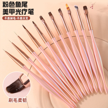 Ensemble d'outils de nail art professionnel: stylo de peinture à ongles colorée multifonctionnelle, constructeur de gel brillant et pinceaux français pour les nails pour usage du salon