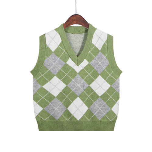 Women's Plaid Sleeveless V Neck Vest