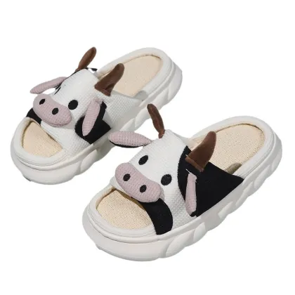 Cow Print Anime Slippers: Custom Linen Home Slipper for Winter