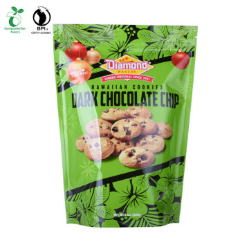 Ziplock Biodegradable Stand Up Snack Pouch Untuk kue makanan, buah-buahan kering