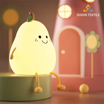 USB Rechargeable LED Nursery Night Lights with Cute Pear Design - Touch Sensor & Silicone Lamps for Bedroom