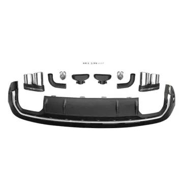 2018-2022 Audi Q5 Upgrade SQ5 Rear Diffuser with Tail Pipe - Black with Silver Strip
