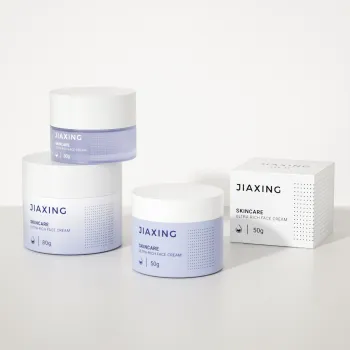 Luxury Blue Frosted Glass Cosmetic Jar with Packaging Box (30g/50g)