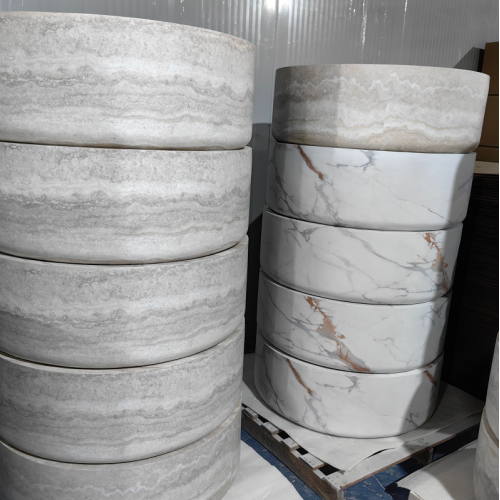 Minimalist Round Coffee Table with Safety Edge Patterns