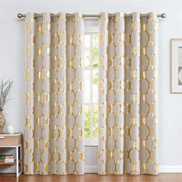 Luxury Gold Stamping Design Foil Printing Blackout Home Window Curtain for the Living Room