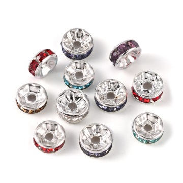 Silver Color Plated Iron Acrylic Rondelle Spacer Beads - Pandahall Collection