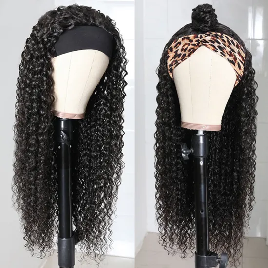 Wholesale Cheap Machine Made No Lace Wigs Human Hair Kinky Curly Headband Wig