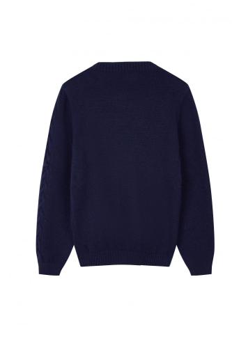 Pullover Crew-Neck Tekstur Kabel Rajutan Boy