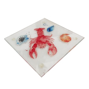 Fabrik Großhandelspezifische gedruckte Home Sublimation Clear Tempered Glas Untersetzer